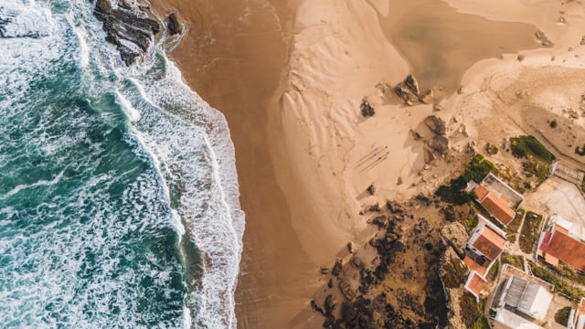 Drone photography Portugal – aerial view of yoga retreat by the ocean